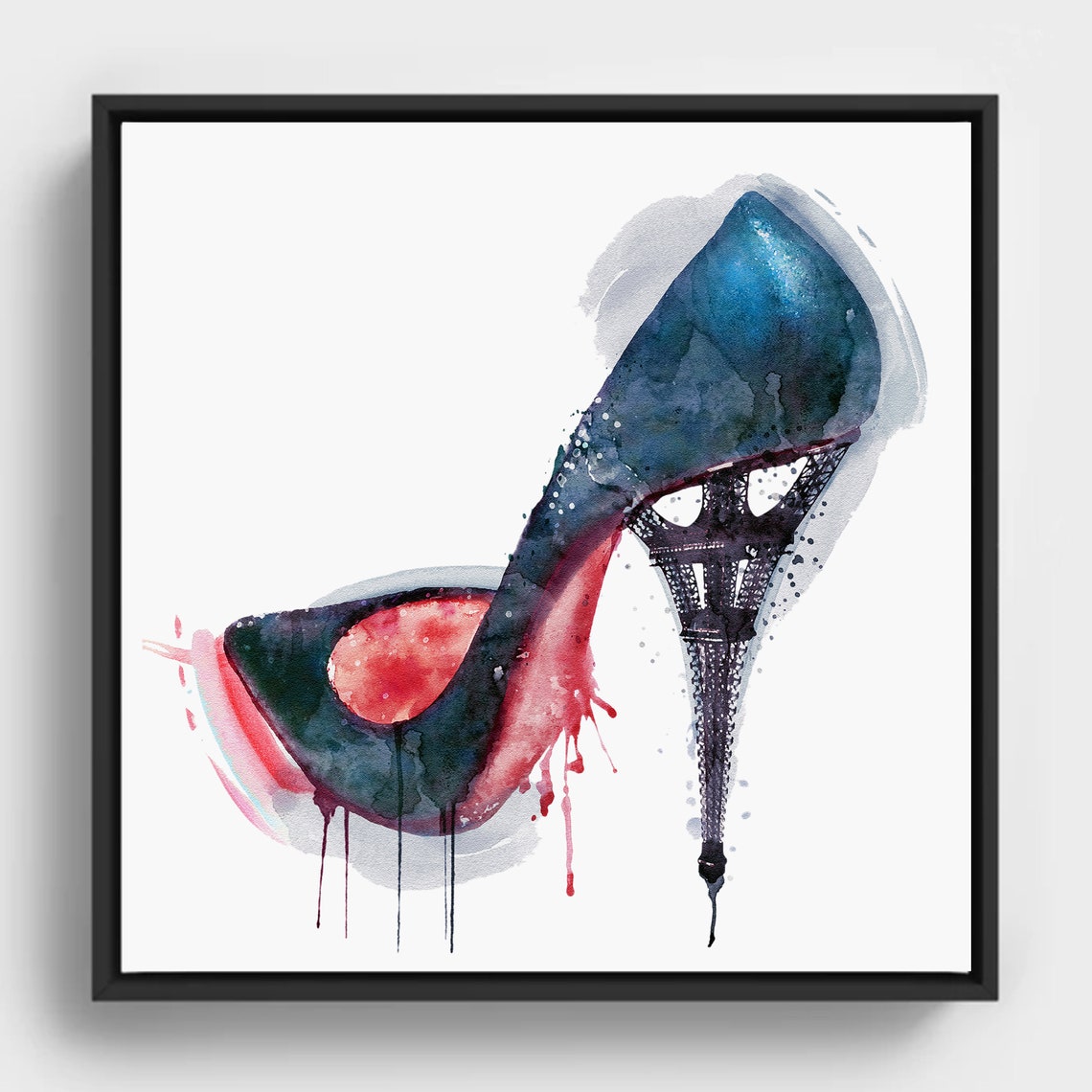 High Heel Stiletto Eiffel Tower Heel Watercolor Fashion Art Poster