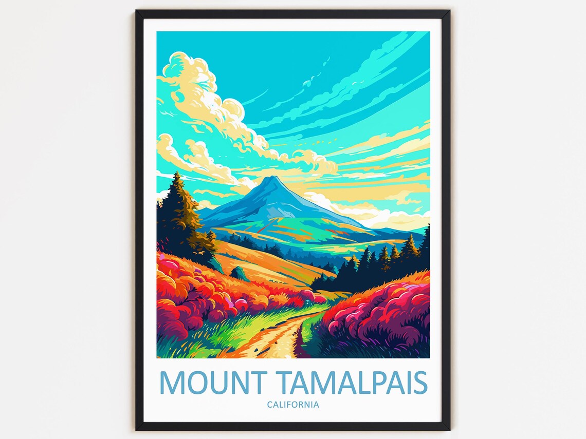 Mount Tamalpais Travel Print, California Decor