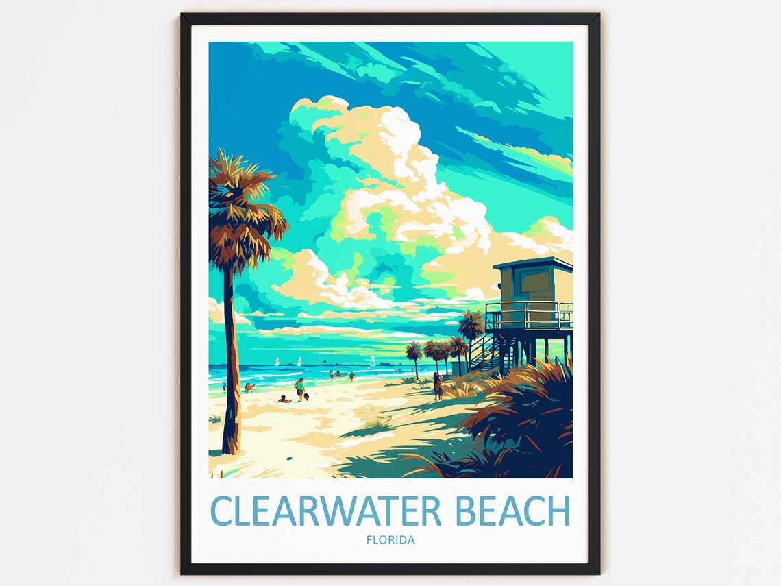 Clearwater Beach Travel Poster, Florida Gift