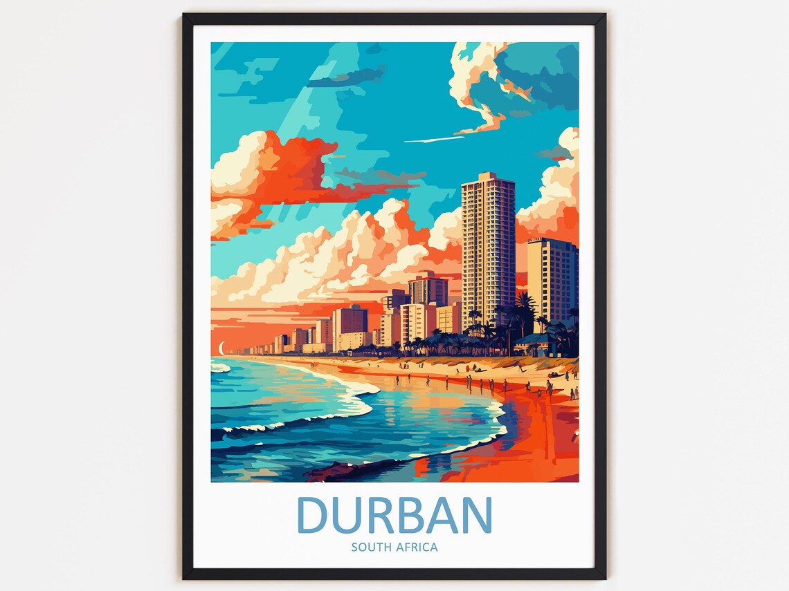 Durban Travel Poster, South Africa Wall Decor