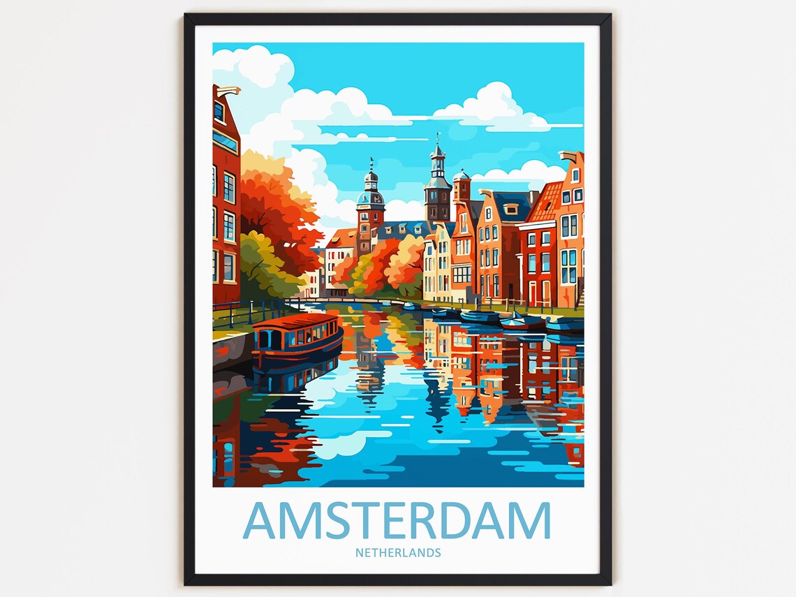 Amsterdam Travel Print, Netherlands Wall Decor