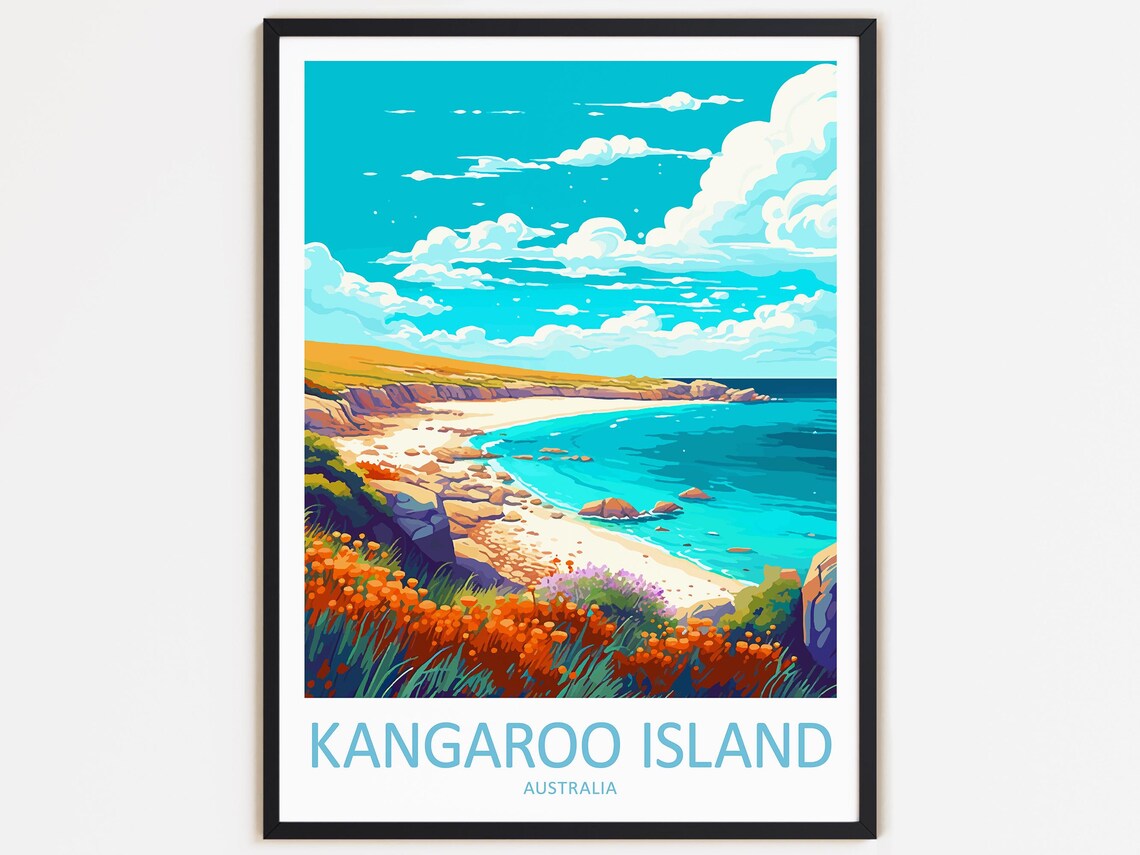 Kangaroo Island Travel Print Wall Decor Art Hanging Home Dcor Australia Gift Lovers Decoration