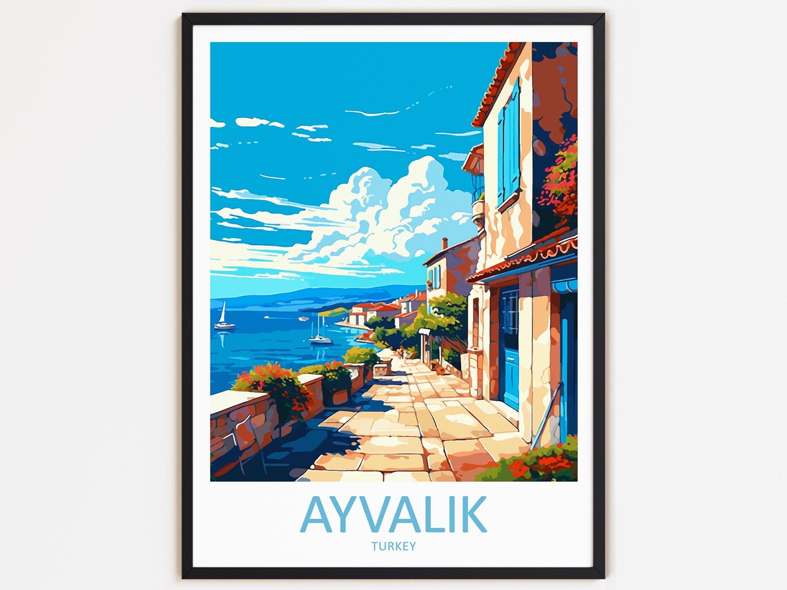 Ayvalik Travel Poster, Turkey Home Decor