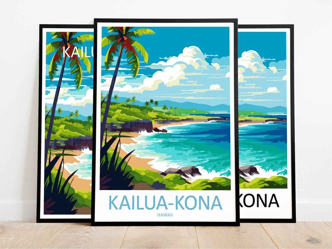 Kailua Kona Travel Poster, Hawaii Gift for Art Lovers - Image 3
