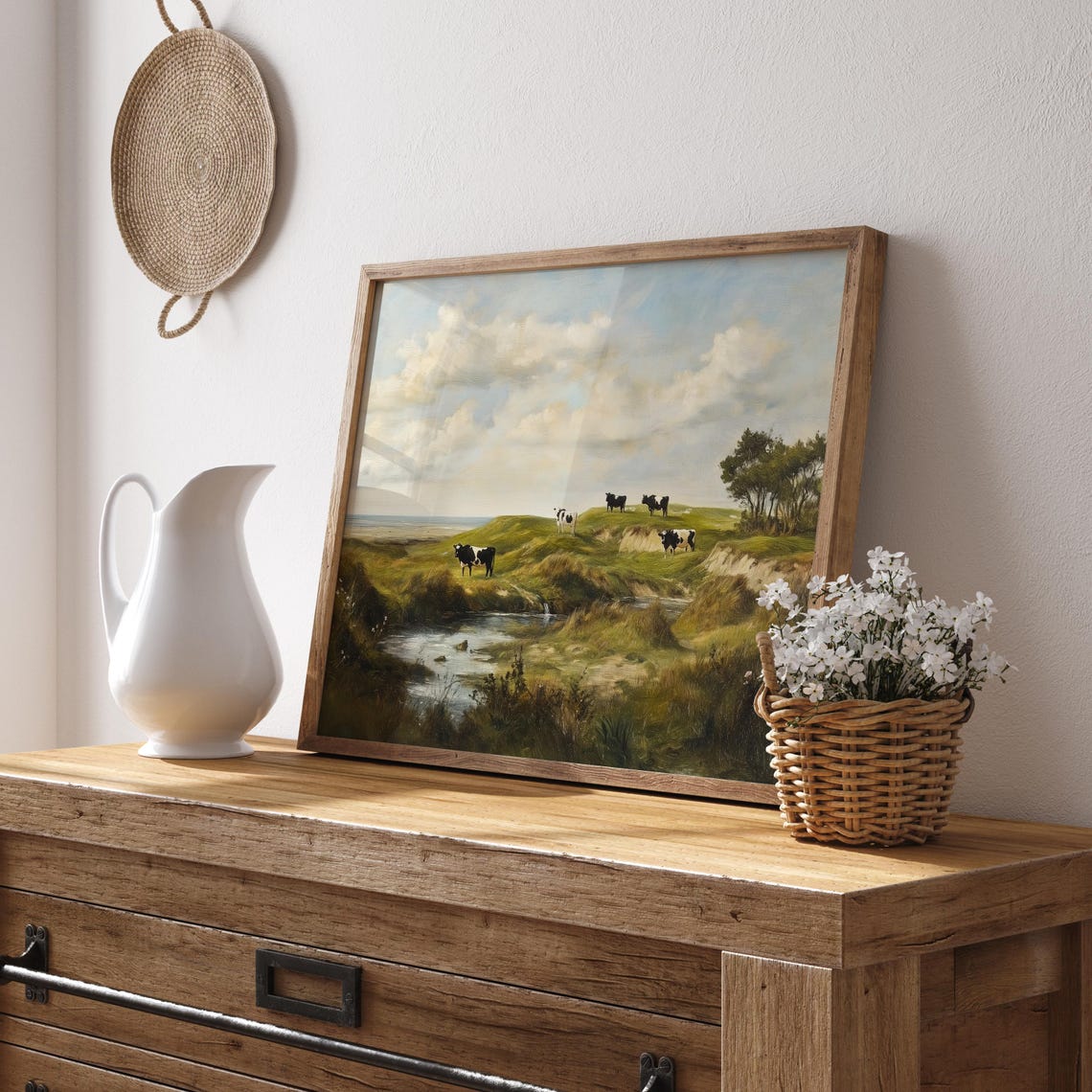Cows Grazing in Pasture Vintage Rural Countryside Art Poster - Image 2