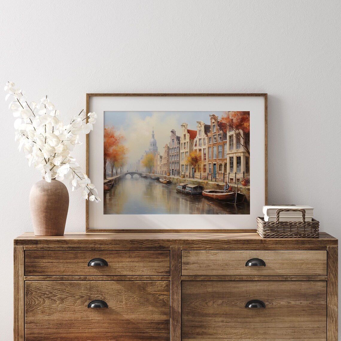 Amsterdam Canal In Autumn With Gabled Houses Travel Art Poster - Image 3