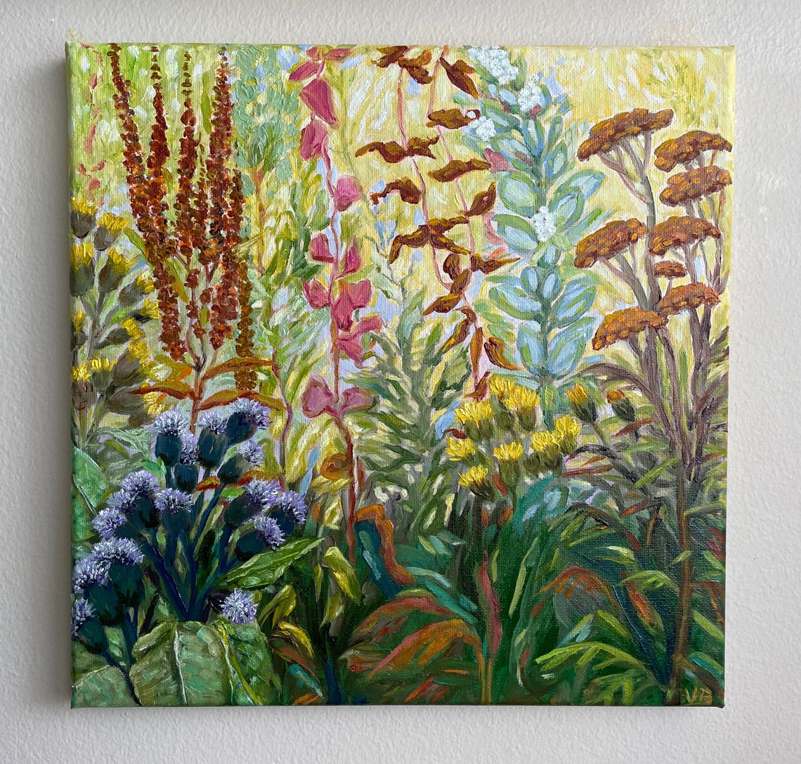 Fall Wildflower Valley Golden Meadow Impressionist Landscape Oil Art