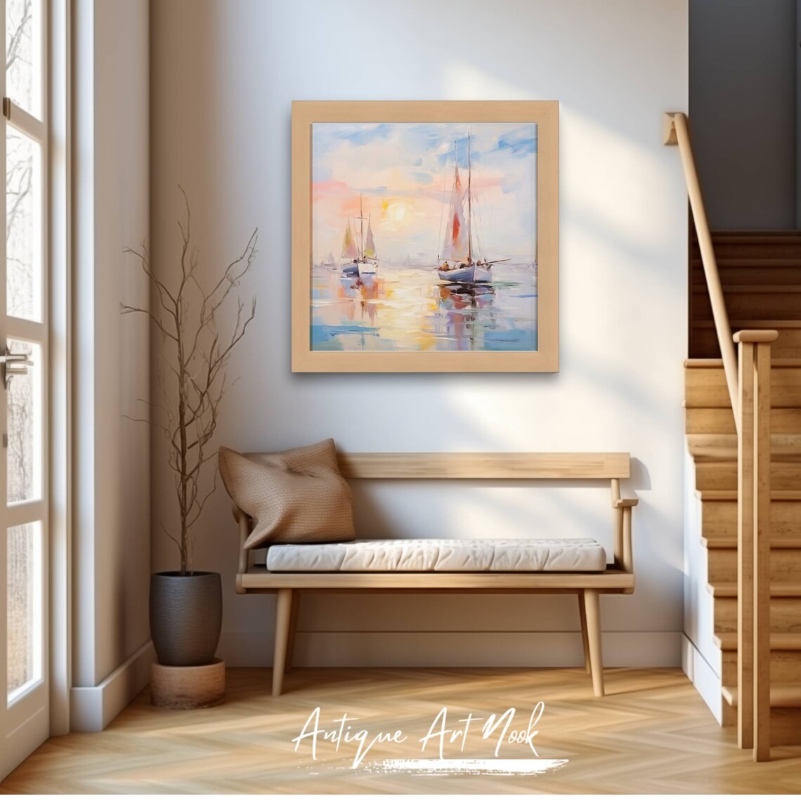 Seascape Sailing Boat Coastal Oil Painting - Image 2