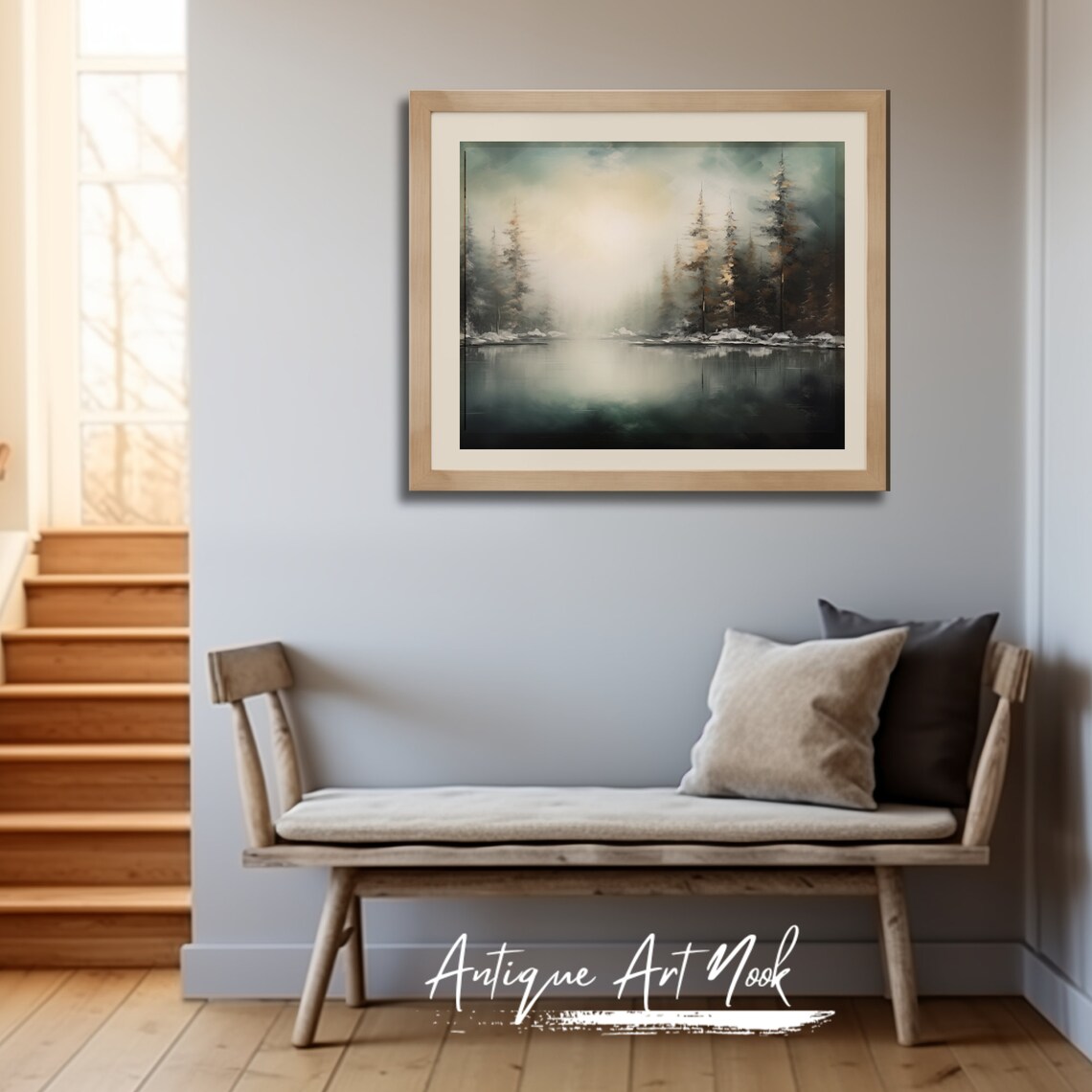 Snowy Pine Trees Landscape, Vintage Forest Art Print - Image 2
