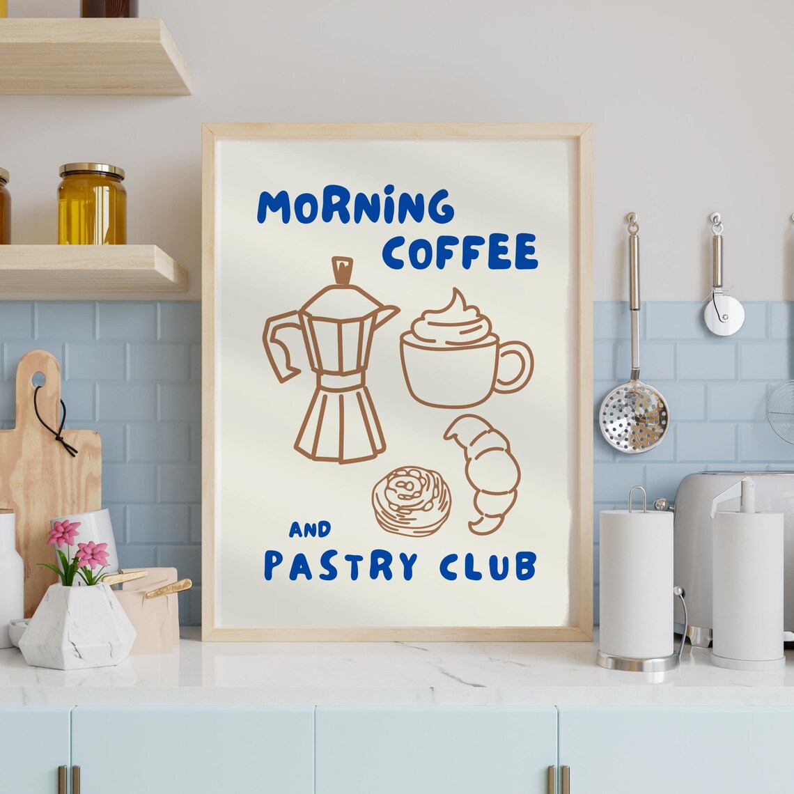 Morning Coffee Croissant Poster, Kitchen Breakfast Decor - Image 4