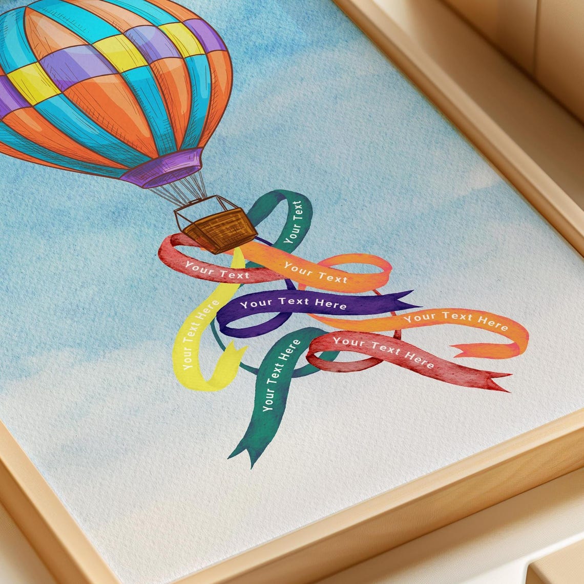 Personalised Hot Air Balloon Poster Family Tree Wall Art Custom Ribbons Our Family Print Grandparent Gift Nursery Picture - Image 4