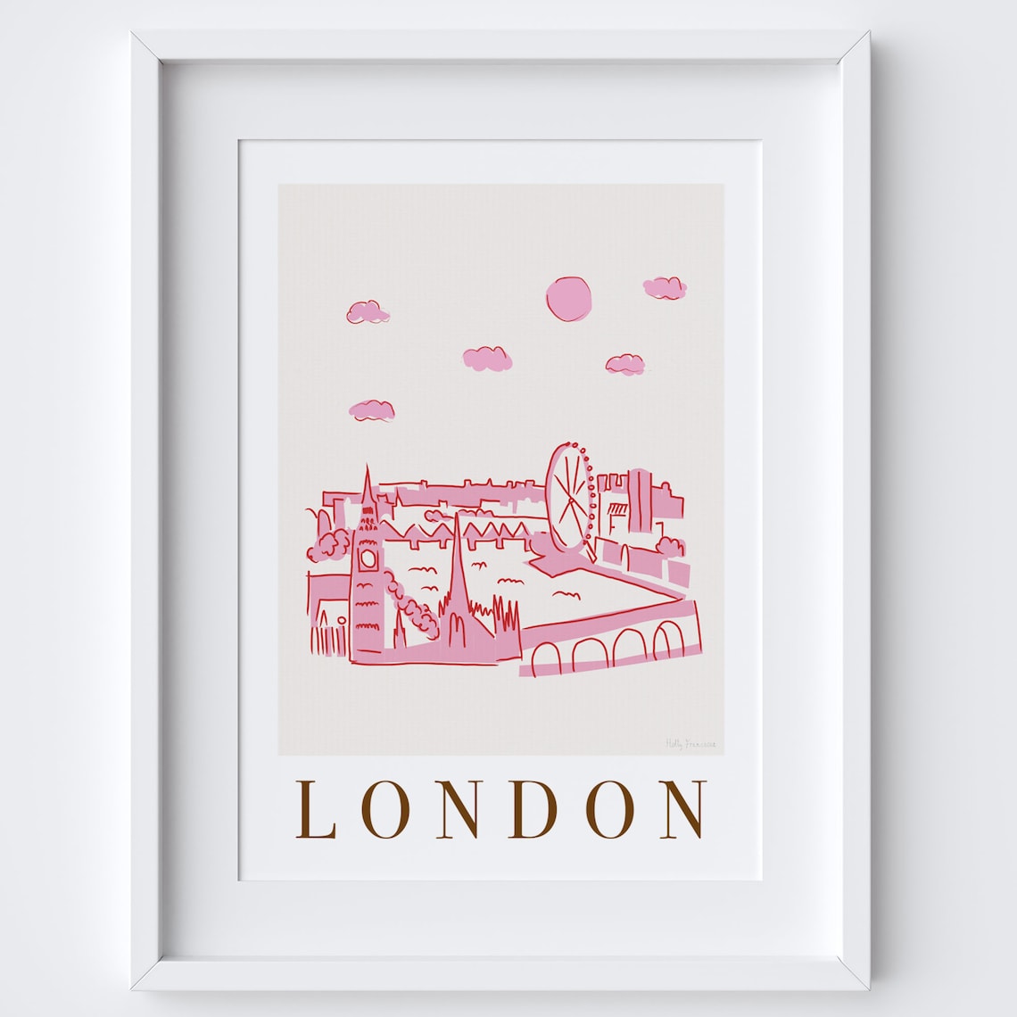 London England Skyline Cityscape Landmarks Travel Poster