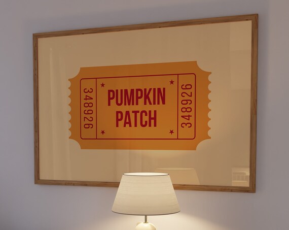 Trendy Pumpkin Print Cute Autumn Wall Art Ticket Stub Print Fall Aesthetic Decor Pumpkin Patch Poster 1 Horizontal Print