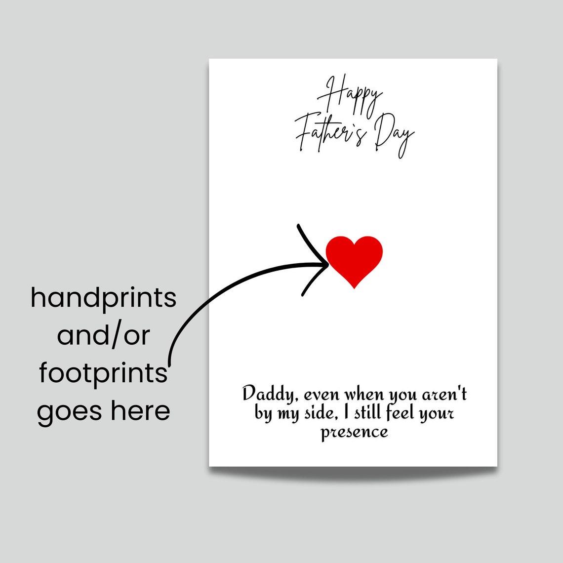Happy Fathers Day Red Heart Handprints Art Print Daddy Message Gift - Image 2