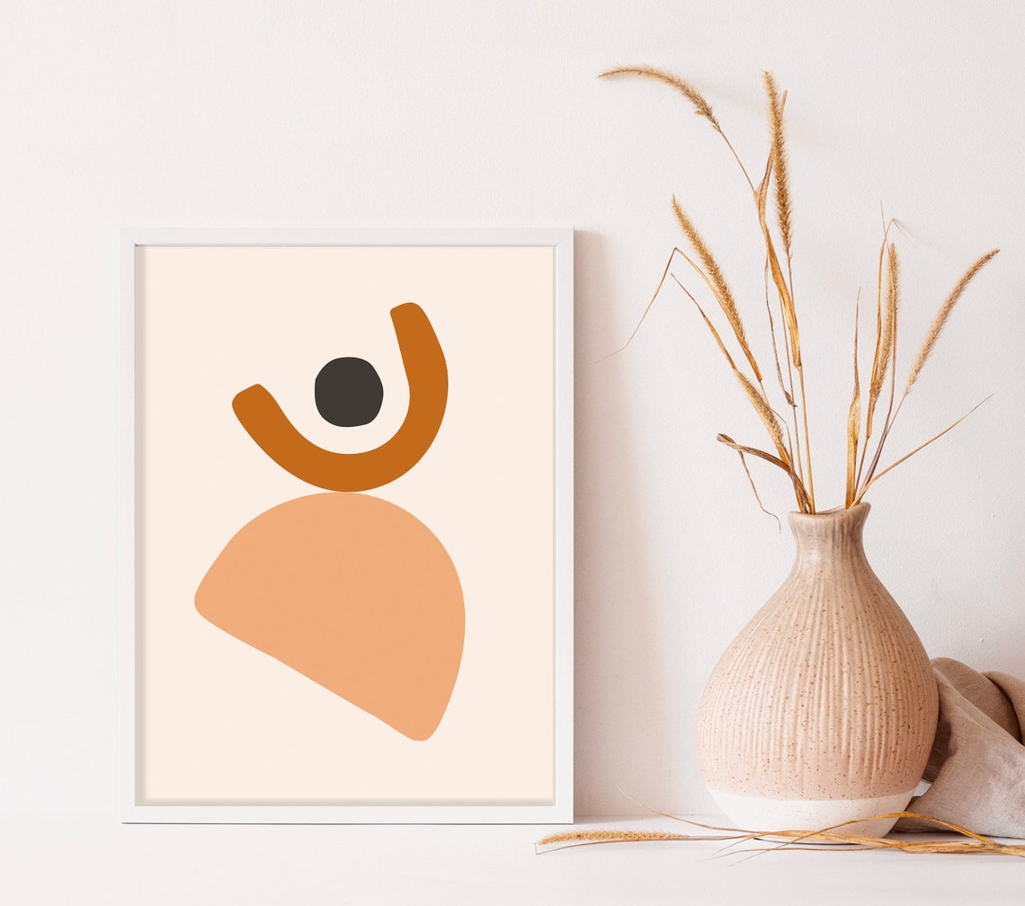 Mid Century Modern Burnt Orange Curve Abstract Minimalist Poster