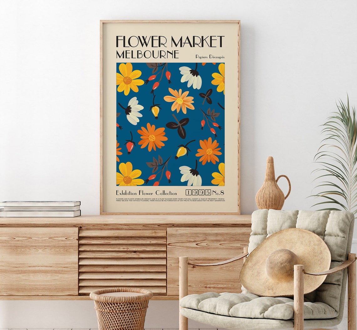 Flower Market Print Flower Shop Sign Florist Gift Flower Shop Decor Melbourne Flower Market Wall Art Print Flower Print