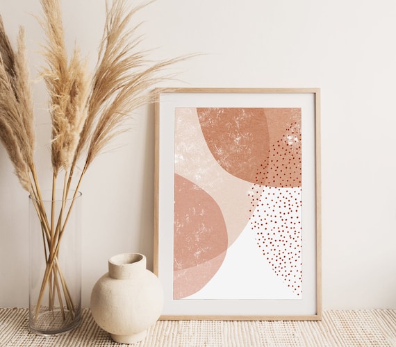 Art Mid Century Modern Art Prints Abstract Geometric Print Terracotta And White Art Modern Wall Art Art