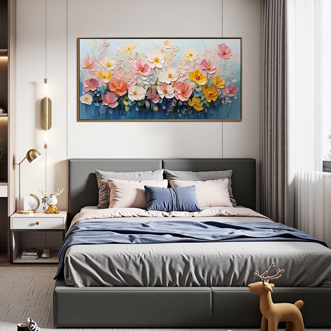 Colorful Spring Blossom Garden Impasto Textured Floral Art Poster - Image 3