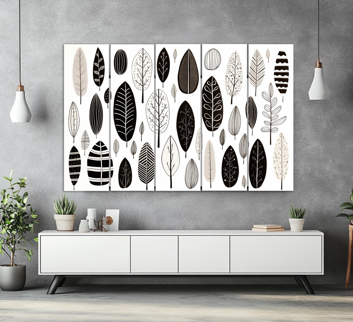 Boho Leaves Painting, Minimalist Boho Art - Image 3
