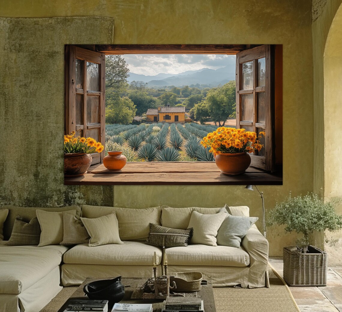 Open Window To Agave Plantation, Rustic Wall Art Print - Image 3