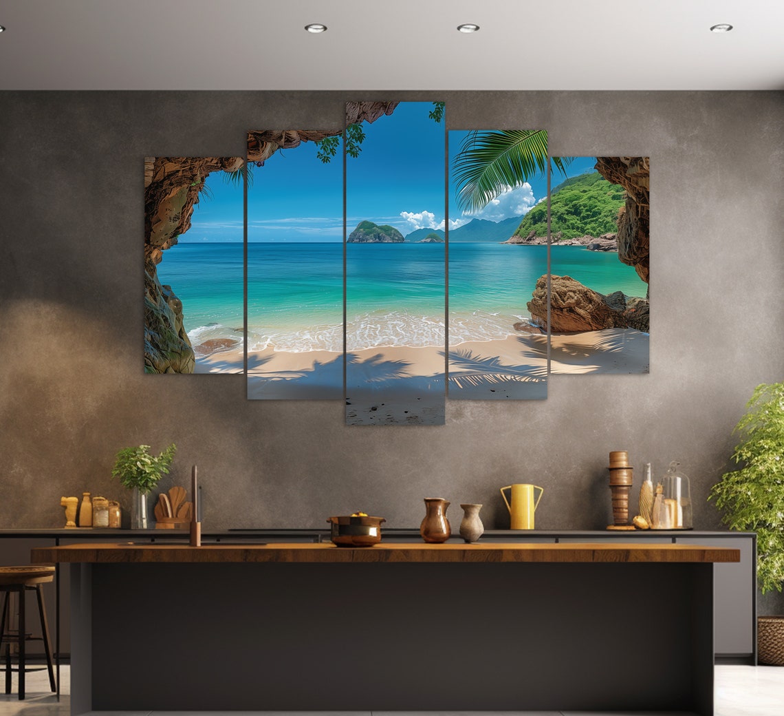 Tropical Beach Rock Arch Turquoise Water Paradise View Poster - Image 2