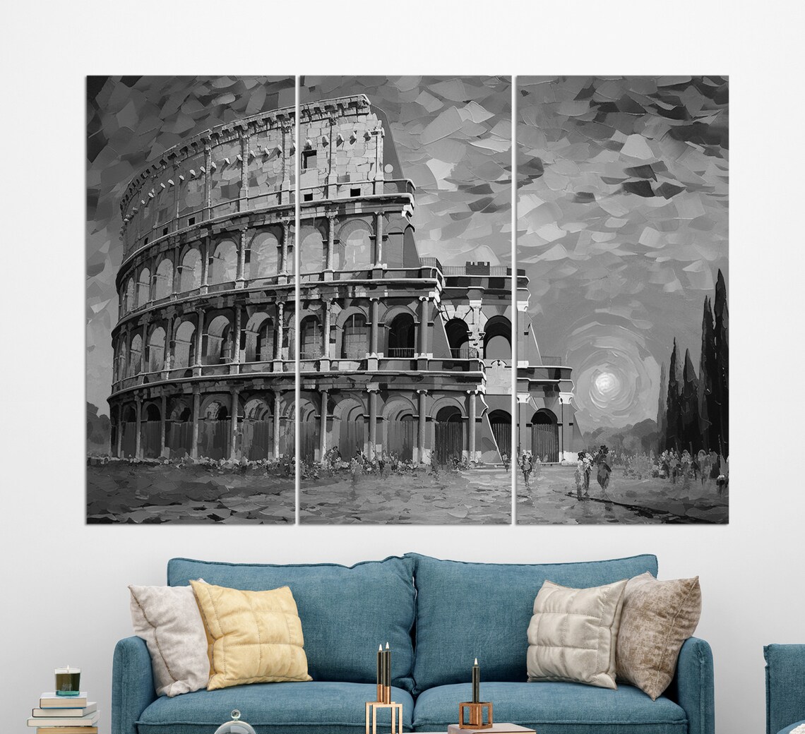 Rome Italy Colosseum at Sunset Mosaic Style Ancient Landmark Travel Poster - Image 2