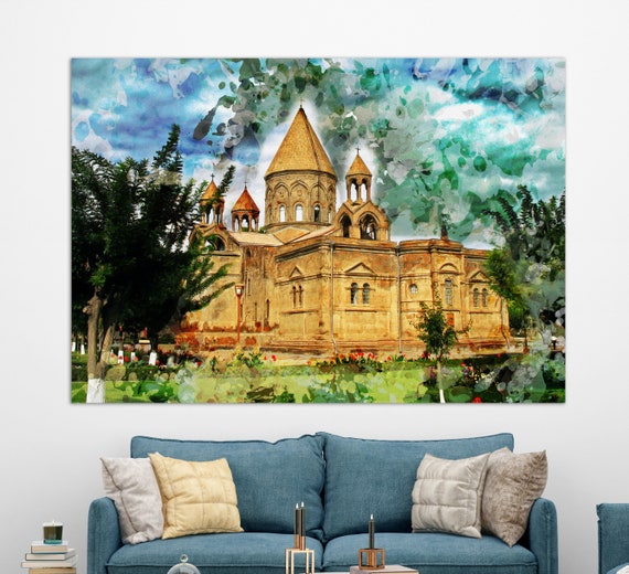 Etchmiadzin Cathedral Vagharshapat Armenia Print Armenia Church Painting Armenia Wall Art