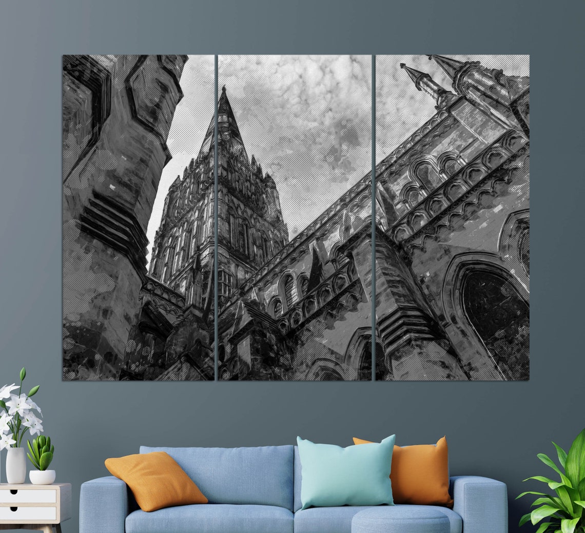 Salisbury Cathedral Print Salisbury Cathedral Painting Salisbury Art - Image 2