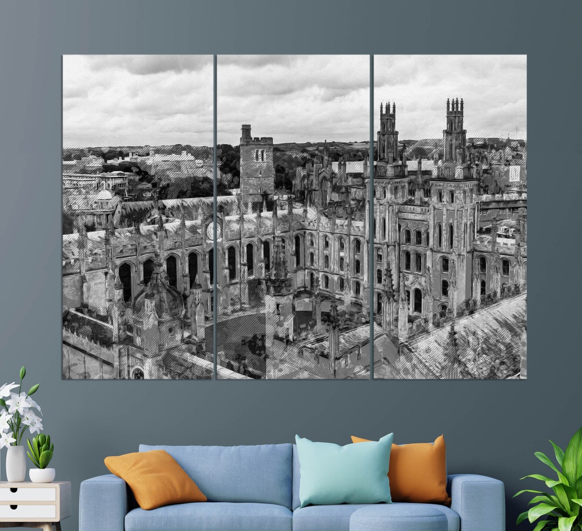 Oxford England University Aerial Triptych Historic Architecture Poster - Image 2