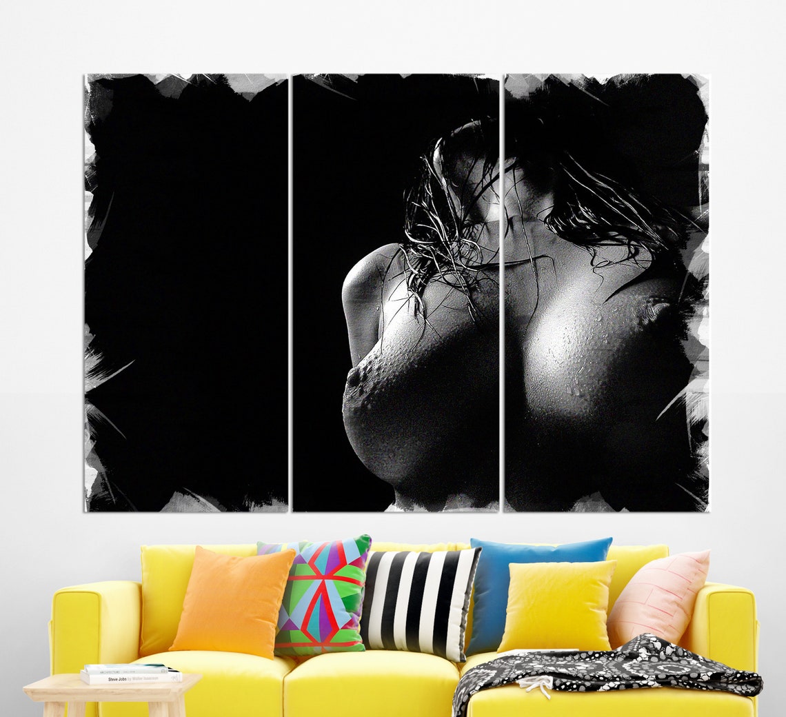 Black And White Sexy Girl Print Erotic Wall Art Erotic Painting Naked Girl Painting - Image 3