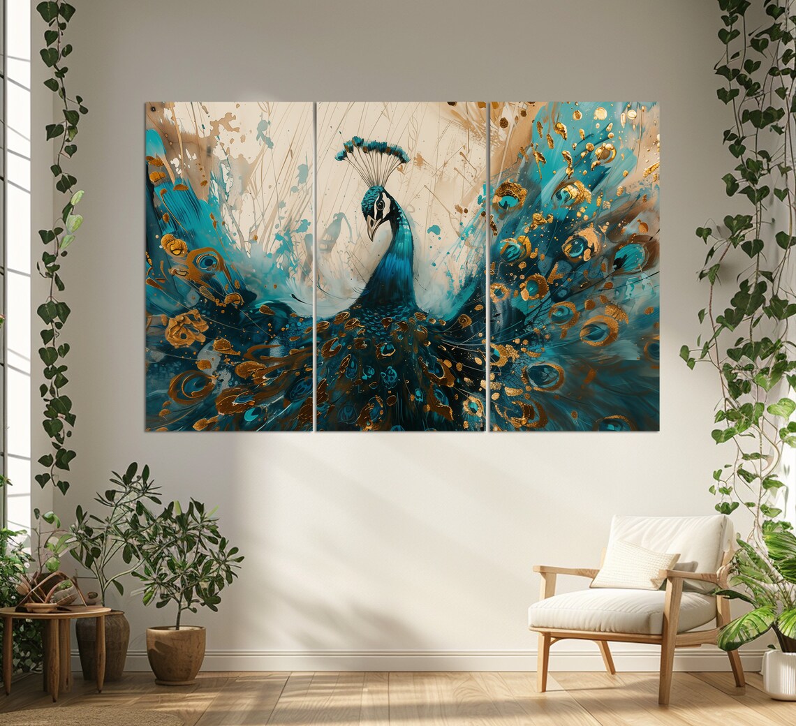 Modern Peacock Wall Art Print, Colorful Home Decor - Image 3