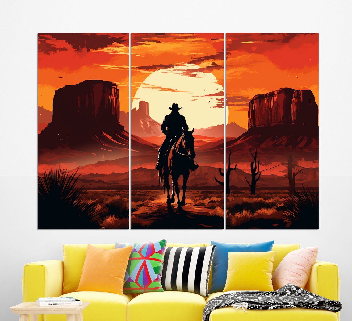 Cowboy On A Horse, Old West Painting Art Print - Image 2