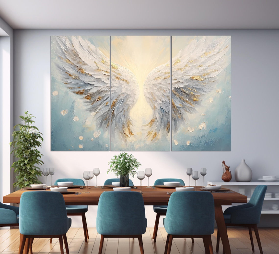 White Angel Wings Christian Religious Wall Art Print - Image 4