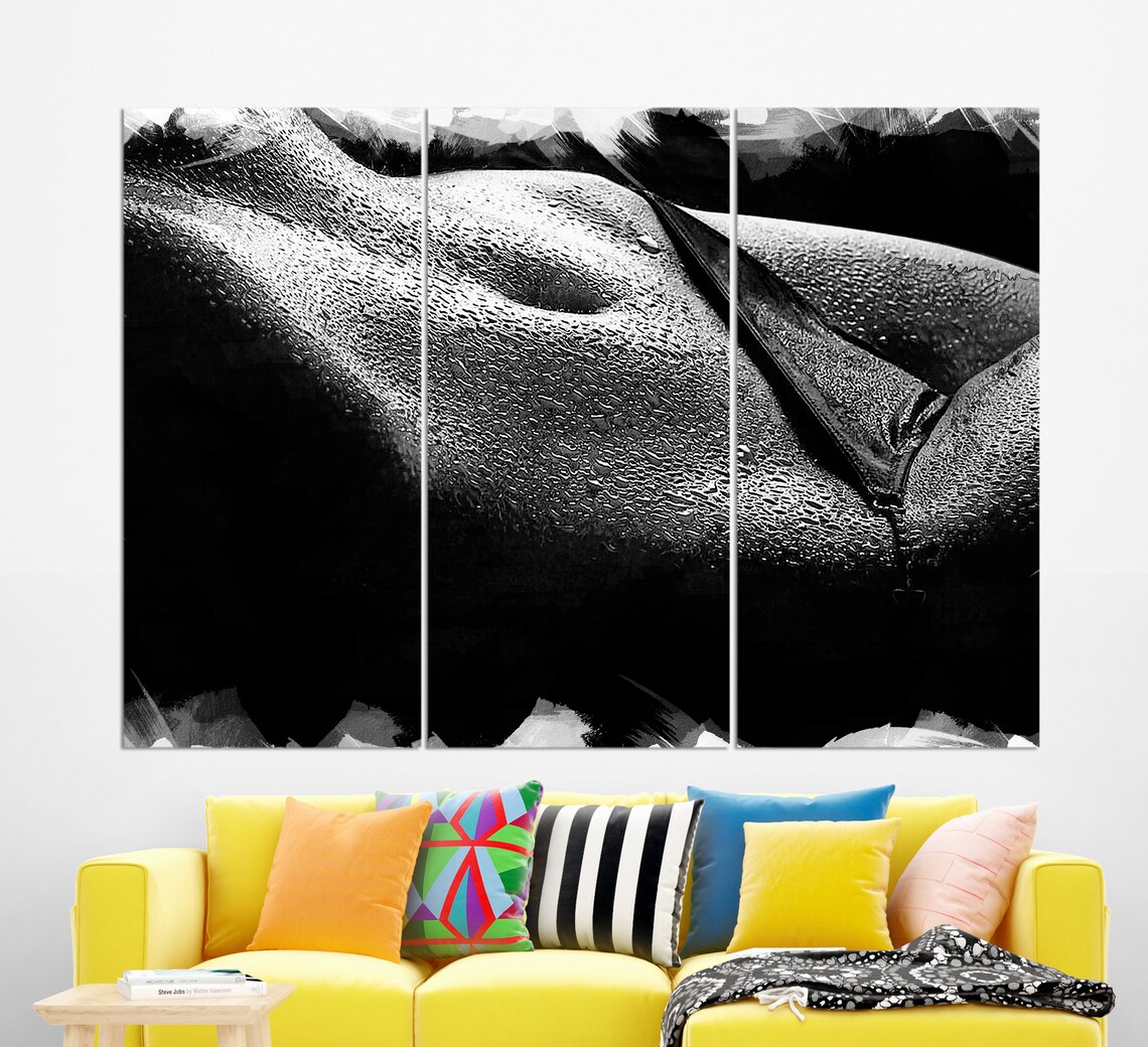 Black And White Wet Female Torso Water Droplets Sensual Body Art Print - Image 3