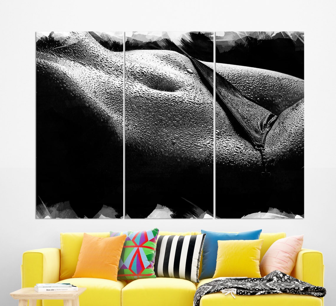 Erotic Wall Art Black And White Sexy Girl Print Abstract Erotic Painting Naked Woman Painting - Image 3