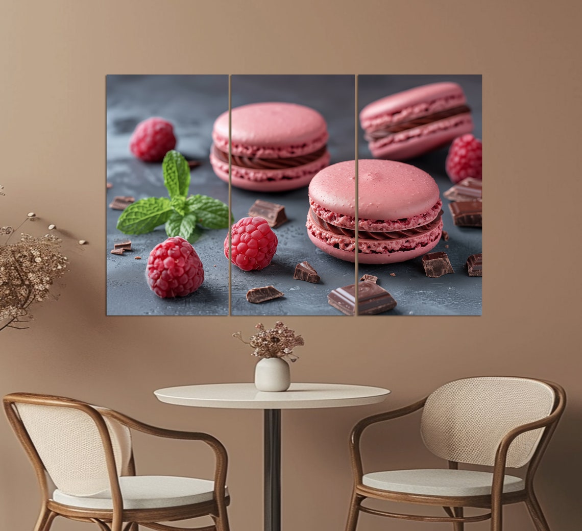 Raspberry Macarons Print Sweets Wall Art Sweet Tooth Gift Kitchen Wall Decor Pastry Shop Decor Confectionary Decor - Image 3