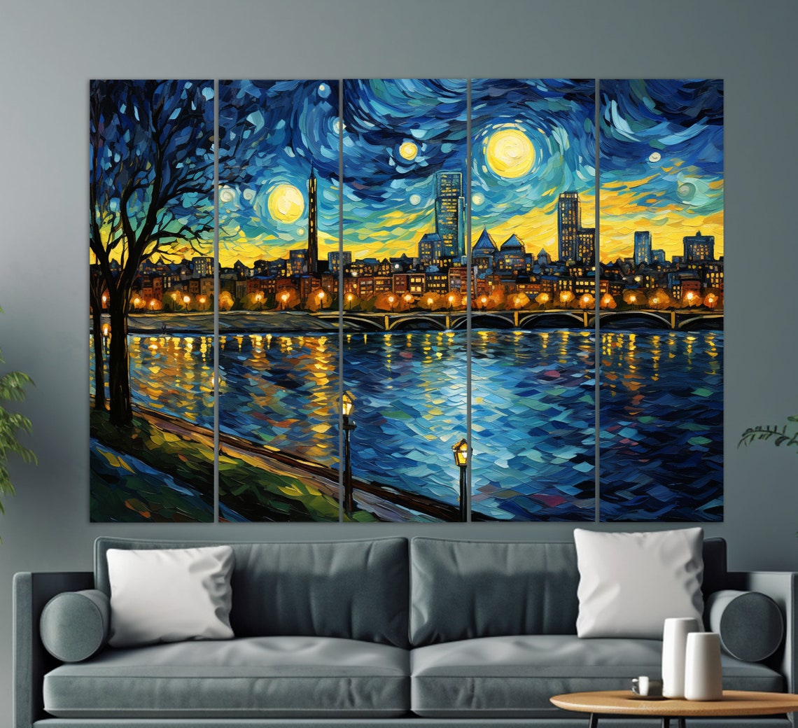 Boston Van Gogh Style Art Print - Image 3
