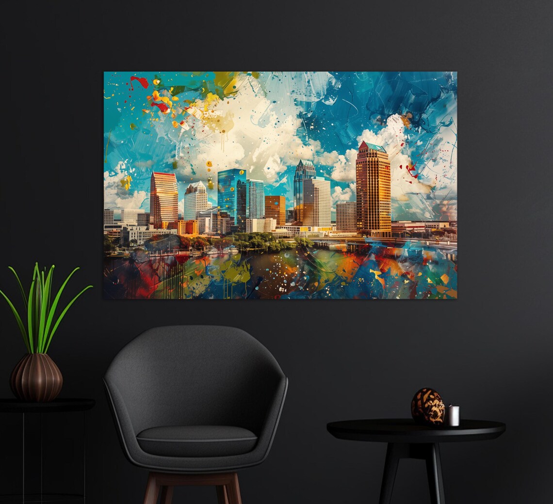 Tampa Skyline Travel Poster, City View Wall Art - Image 2