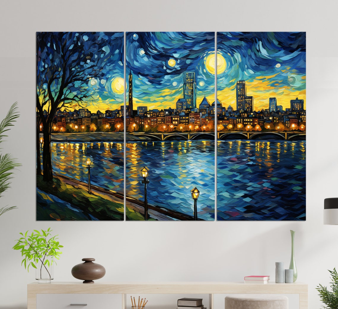 Boston Van Gogh Style Art Print - Image 2