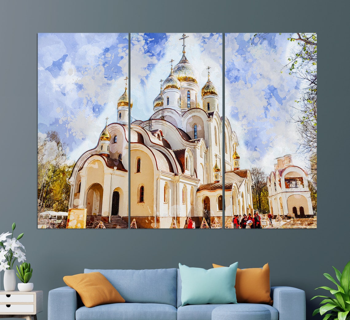 Cathedral Of St Matrona Of Moscow Print Moscow Church Painting Russian Orthodox Church Print - Image 2