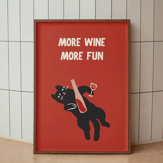 Cat Wall Art Print Funny Poster Cute Kitten Moods Colourful Retro Apartment Decor