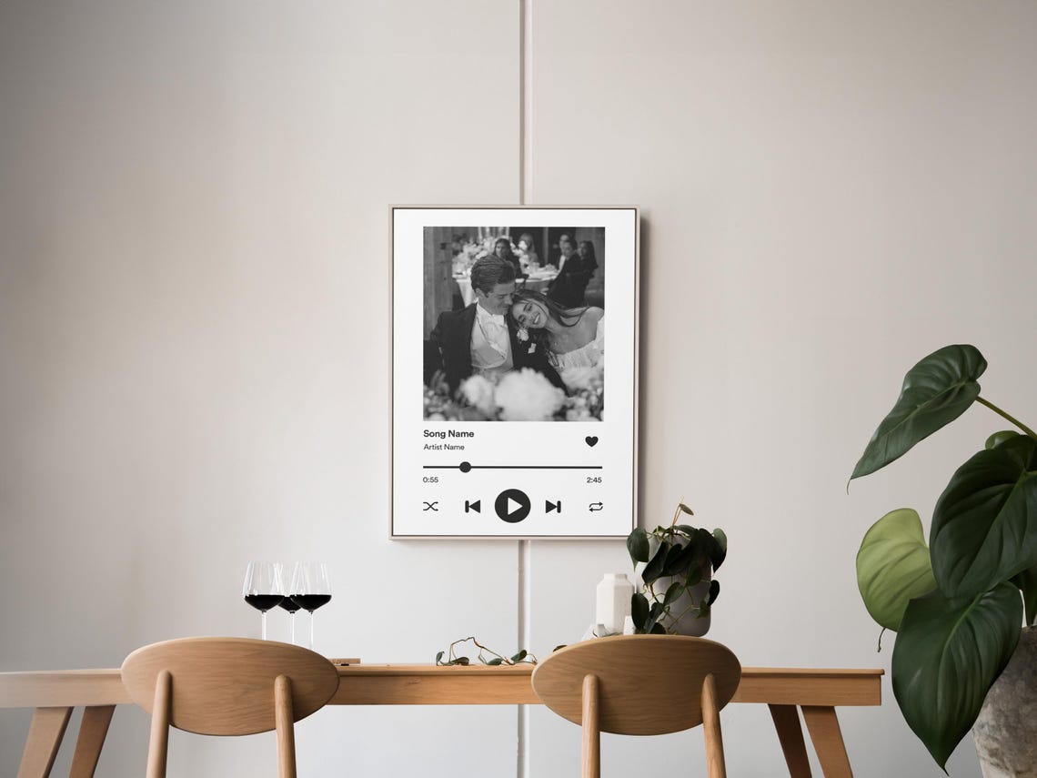 Custom Spotify Song Wedding Photo Personalized Couple Gift Wall Art - Image 5