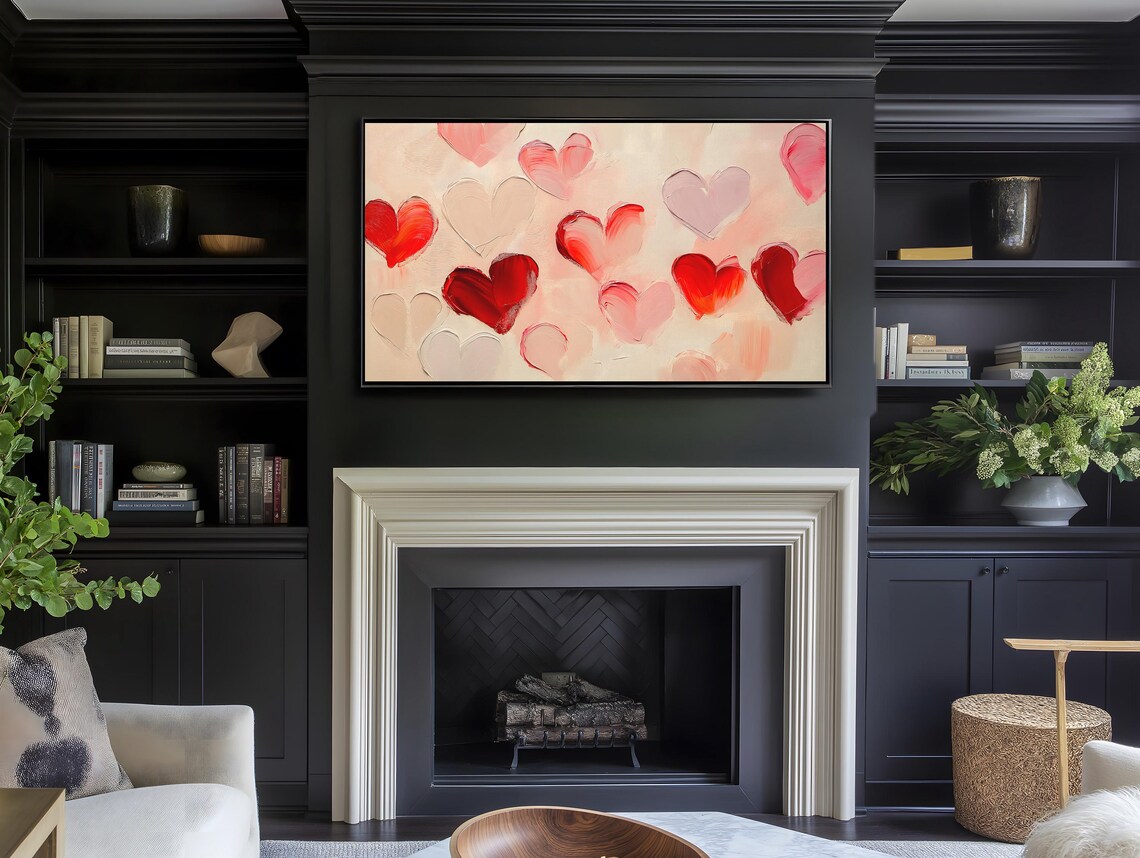 Romantic Textured Heart Painting Frame Tv Art Oil Paint Abstract Soft Impressionist Palette Love Art Vibrant Trendy - Image 4
