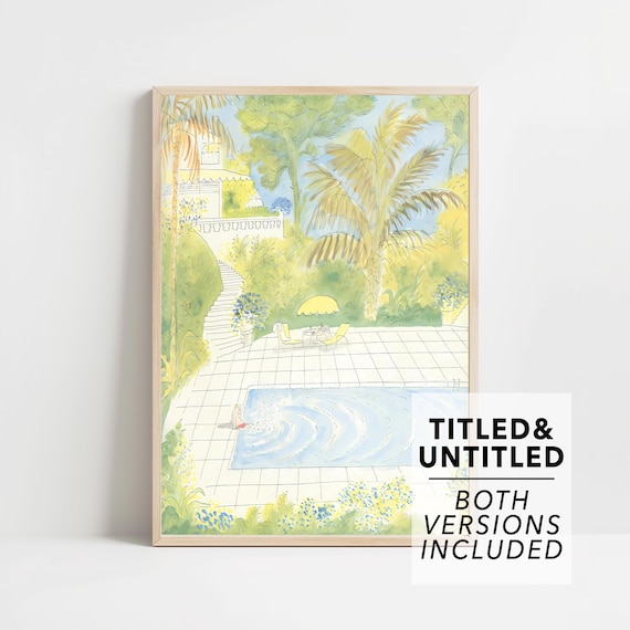 Tropical Villa Pool Palm Trees Sun Loungers Sunny Escape Poster