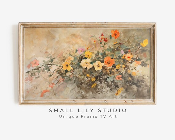 Fall Florals Watercolor Vintage Style Art Print