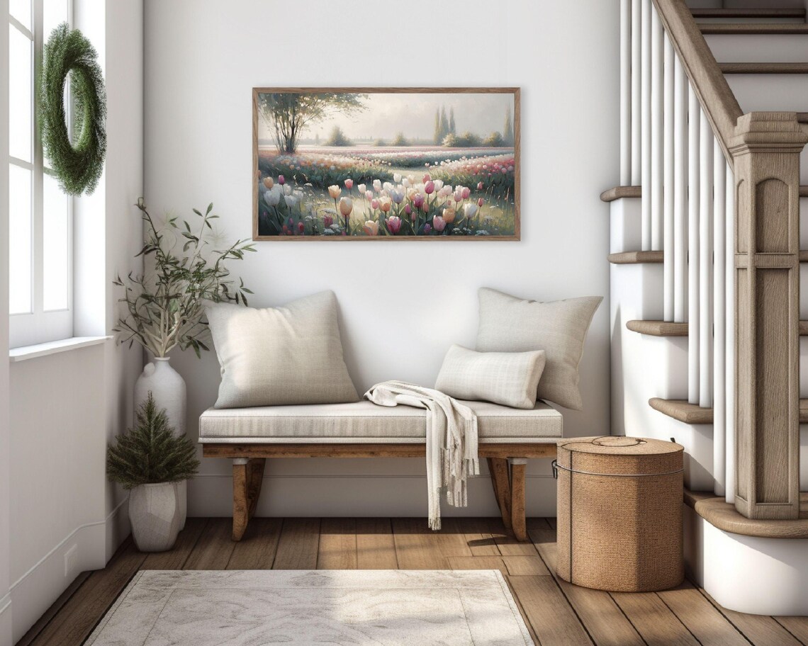 Tulip Frame Art Print, Farmhouse Vintage Style - Image 2
