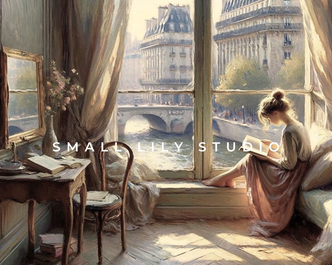 Woman Reading By Window, Paris Vintage Art Print - Image 4
