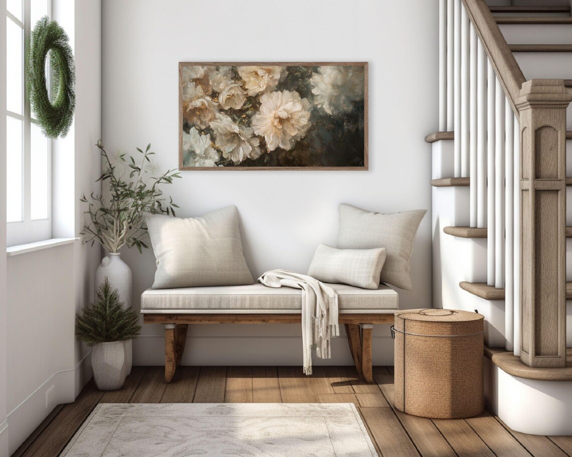 Abstract Florals, Neutral Autumn Flowers Art Print - Image 3