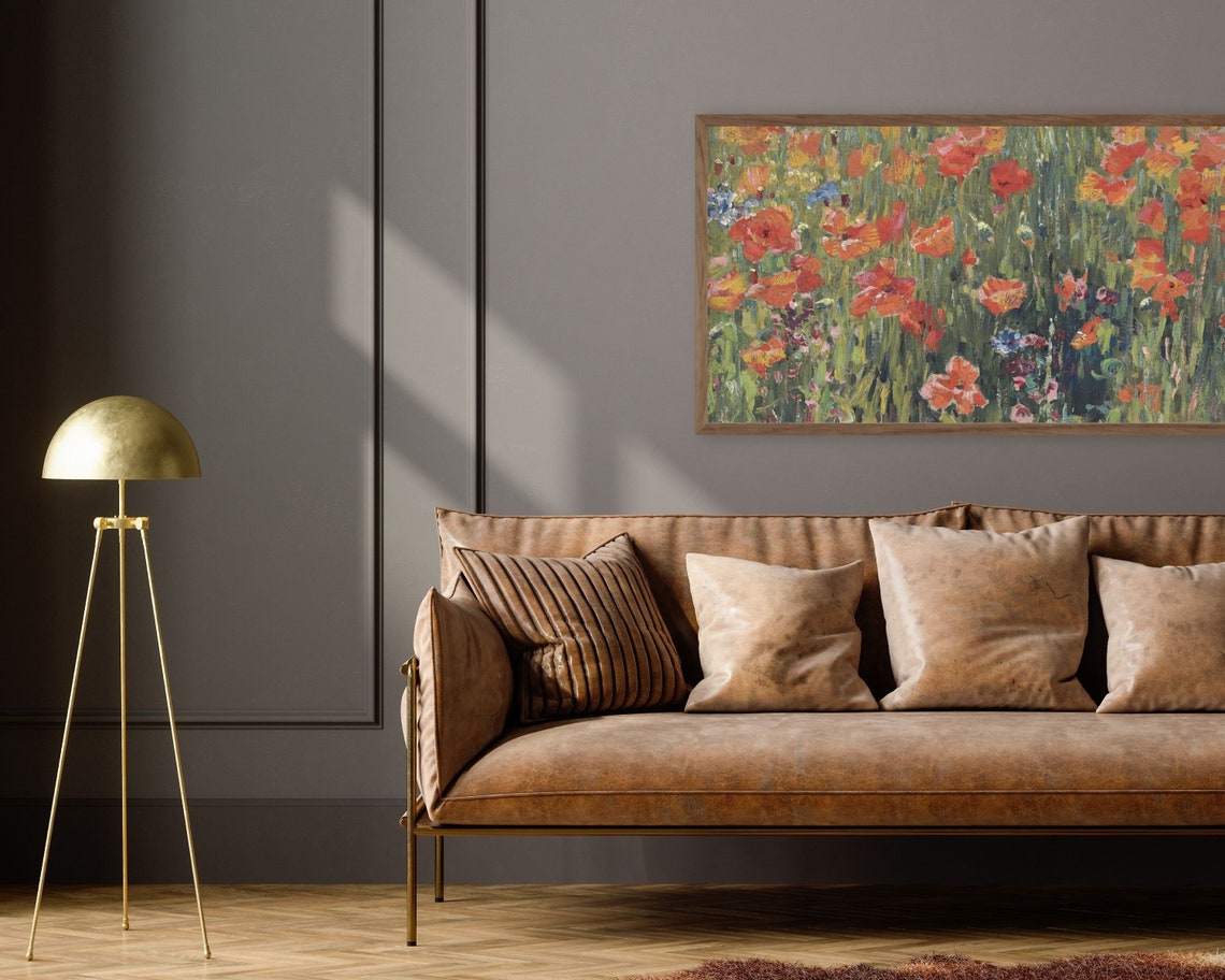 Frame Tv Art Red Poppies Vintage Floral Painting Red And Green Frame Tv Art Red Flower Garden Spring Floral Landscape Tv137 - Image 2