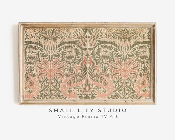 William Morris Style Dragon Tapestry Vintage Floral Textile Art Poster